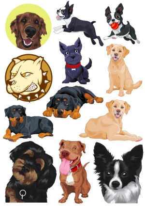 Collection of Various Dog Breed Vector Illustrations Free Vector