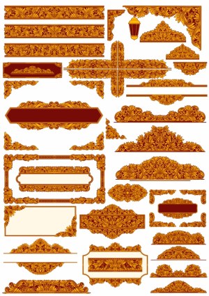 Vintage Ornate Gold Decorative Vector Borders and Frames Free Vector