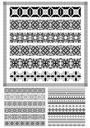 Collection of Ornate Black and White Decorative Border Designs Free Vector
