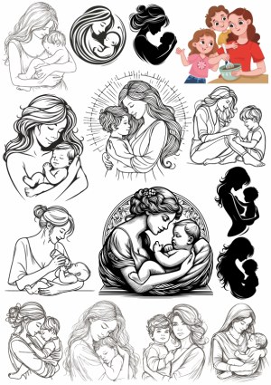 Mother and Child Love Vector Collection Free Vector