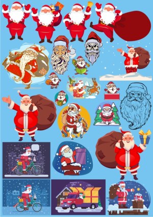 Variety of Santa Claus Christmas Vector Illustrations Free Vector