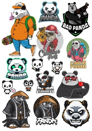 Collection of Various Panda Character Vector Illustrations Free Vector