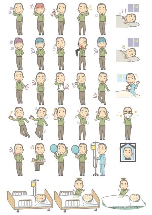 Vector Illustration Set of Man with Various Illness Symptoms and Conditions Free Vector