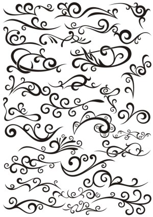 Set of Decorative Calligraphic Swirl and Flourish Elements Free Vector