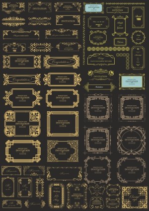 Elegant Gold Ornamental Invitation Frame Collection Free Vector