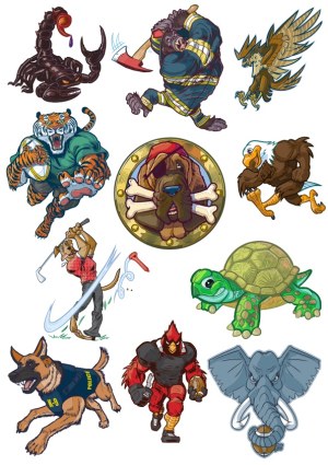 Set of Cartoon Animal Mascots with Various Themes Free Vector