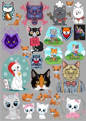 Various Cartoon and Artistic Cat Vector Illustrations Free Vector