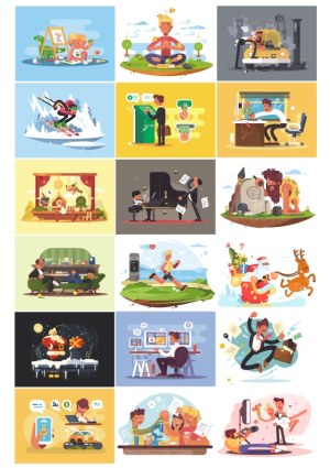 Collection of Lifestyle and Activity Vector Scenes Free Vector