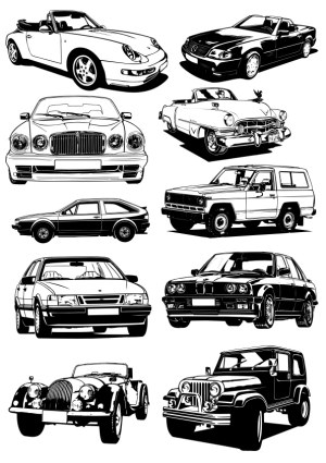 Vector Illustrations of Classic and Modern Cars Free Vector