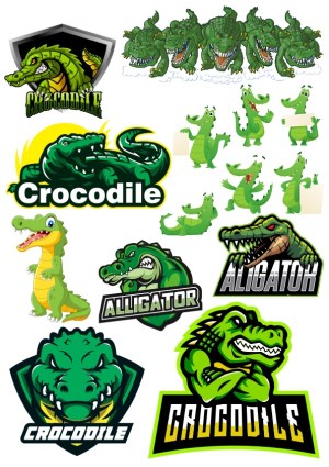 Collection of Cartoon Crocodile and Alligator Vector Logos and Characters Free Vector
