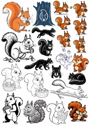 Collection of Squirrel Illustrations in Various Styles Free Vector