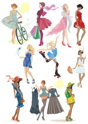Fashionable Women in Various Styles Vector Set Free Vector