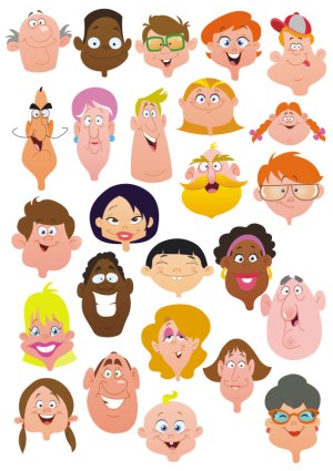 Diverse Cartoon Character Faces Collection Free Vector