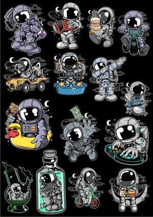 Cute Cartoon Astronauts in Fun Activities Vector Set Free Vector