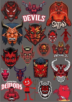 Collection of Demon, Devil, and Satan Vector Mascots and Gaming Logos Free Vector