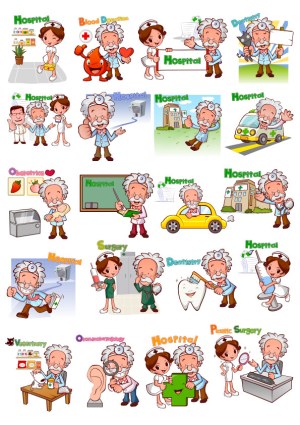 Medical Professionals and Healthcare Services Cartoon Vector Set Free Vector