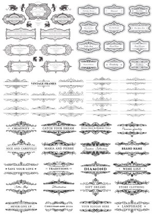 Vintage Ornate Frames and Decorative Flourishes Vector Collection Free Vector