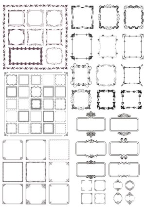 Collection of Ornate and Decorative Square and Rectangular Frames Free Vector
