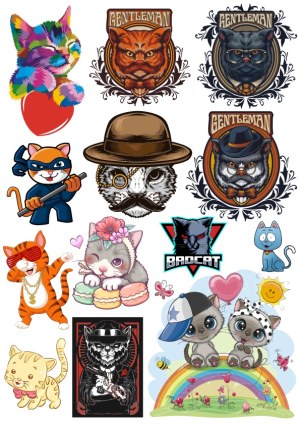 Collection of Diverse Cartoon Cat Character Illustrations Free Vector