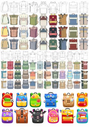 Collection of Various Backpack Vector Illustrations Free Vector