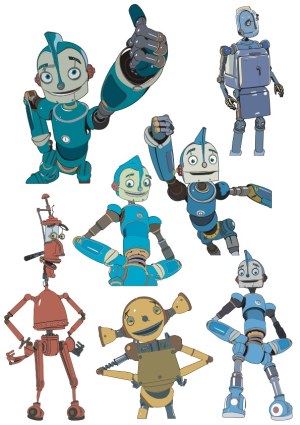 Set of Cute Various Styles Cartoon Robots Free Vector