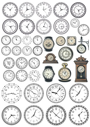 Variety of Clock Faces and Watches Vector Set Free Vector