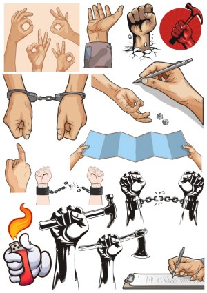 Collection of Hand Gestures and Actions Vector Illustrations Free Vector