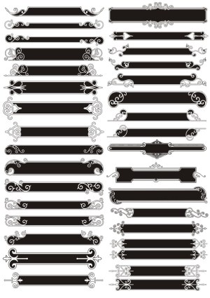 Decorative Black and White Vintage Ornate Text Frames and Banners Free Vector