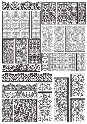 Ornate Black and White Decorative Vector Patterns and Borders Free Vector