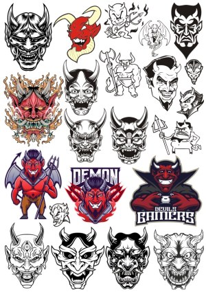Diverse Demon and Devil Head Vector Collection Free Vector