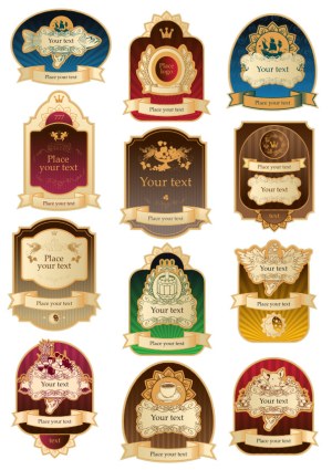 Vintage Style Decorative Label Elements with Banners Free Vector