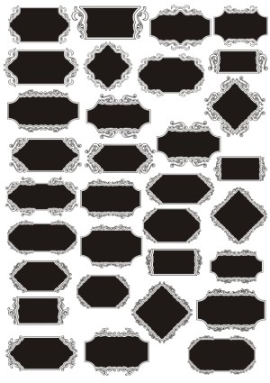 Set of Elegant Black Ornamental Frames and Labels Free Vector