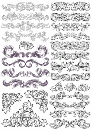 Vintage Ornate Floral Decorative Borders and Corners Vector Set Free Vector