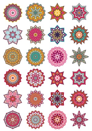 Colorful Decorative Mandala and Starburst Vector Set Free Vector