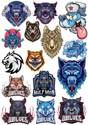 Collection of Fierce and Cartoon Style Wolf Vector Illustrations Free Vector