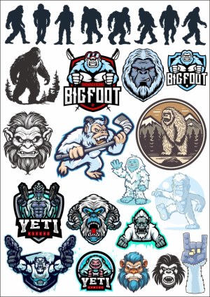 Bigfoot and Yeti Vector Mascot and Emblem Collection Free Vector