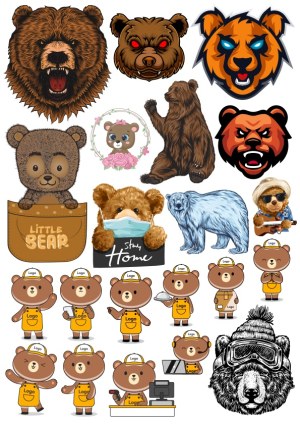 Collection of Bear Vector Illustrations and Mascots Free Vector