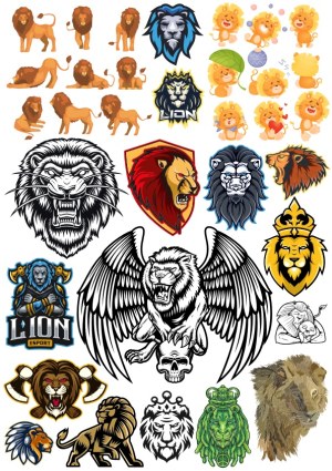 Collection of Diverse Lion Illustrations and Mascot Logos Free Vector