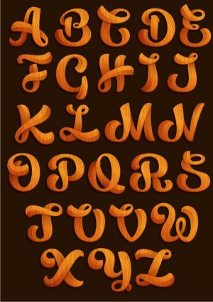 3D Wood Texture Decorative Alphabet Letters Free Vector