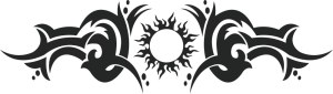 Tribal Tattoo Design with Sun Motif Free Vector