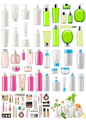 Variety of Cosmetic and Skincare Product Containers Vector Set Free Vector
