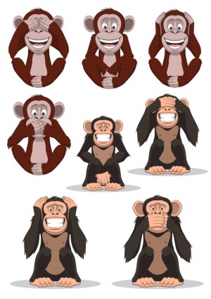 See No Evil, Hear No Evil, Speak No Evil Monkeys Vector Illustrations Free Vector