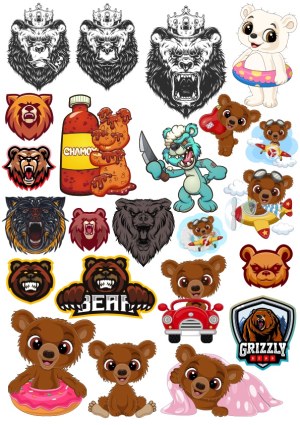 Assorted Bear Vector Illustrations and Mascots Free Vector