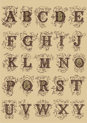 Ornate Vintage Floral Alphabet Vector Set Free Vector