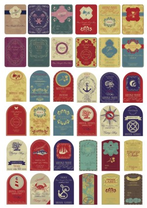 Vintage and Nautical Style Greeting Cards and Labels Collection Free Vector