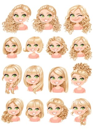 Blonde Girl Hairstyles Vector Collection Free Vector