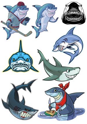 Cartoon Shark Characters Collection Free Vector