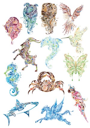 Decorative Animal and Mythical Creature Vector Ornaments Free Vector