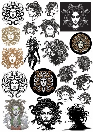 Medusa Mythological Head Vector Collection Free Vector
