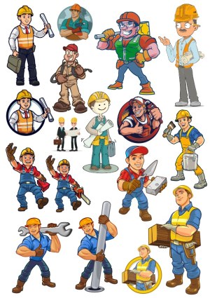 Construction Workers and Engineers Vector Set Free Vector